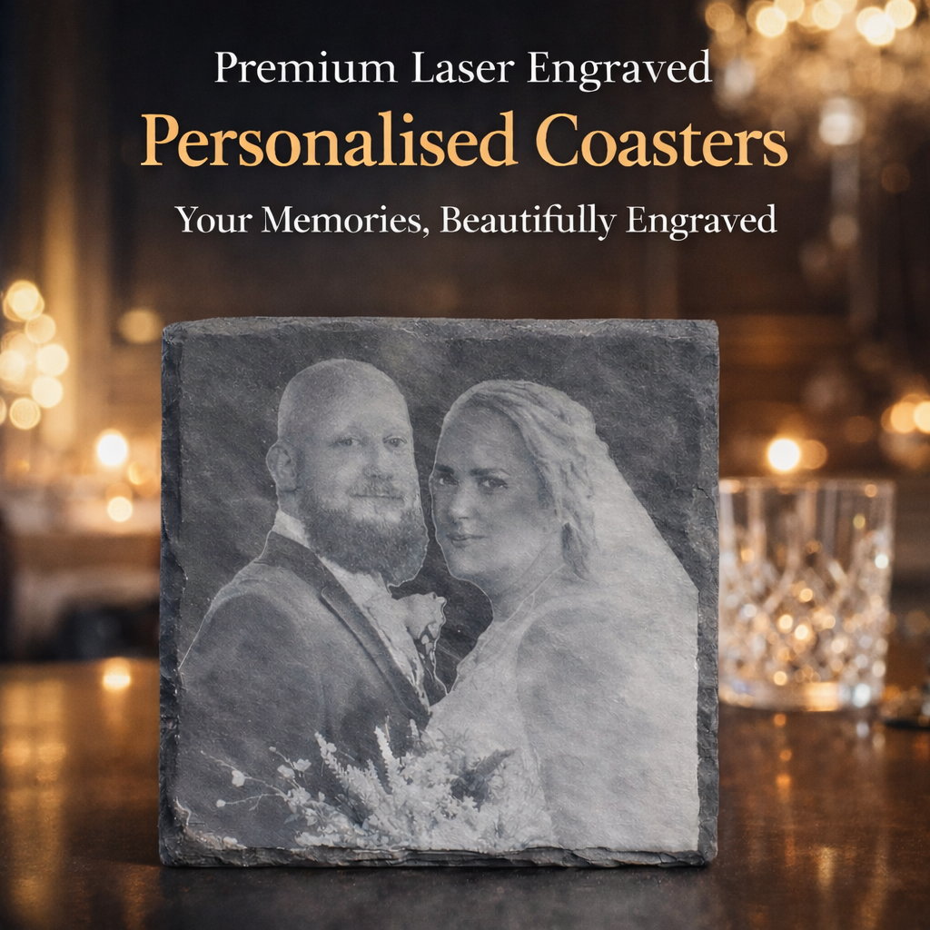 Personalised Laser Engraved Slate Coasters with Any Design Perfect Gift for Loved Ones Valentines Weddings Birthdays Christmas
