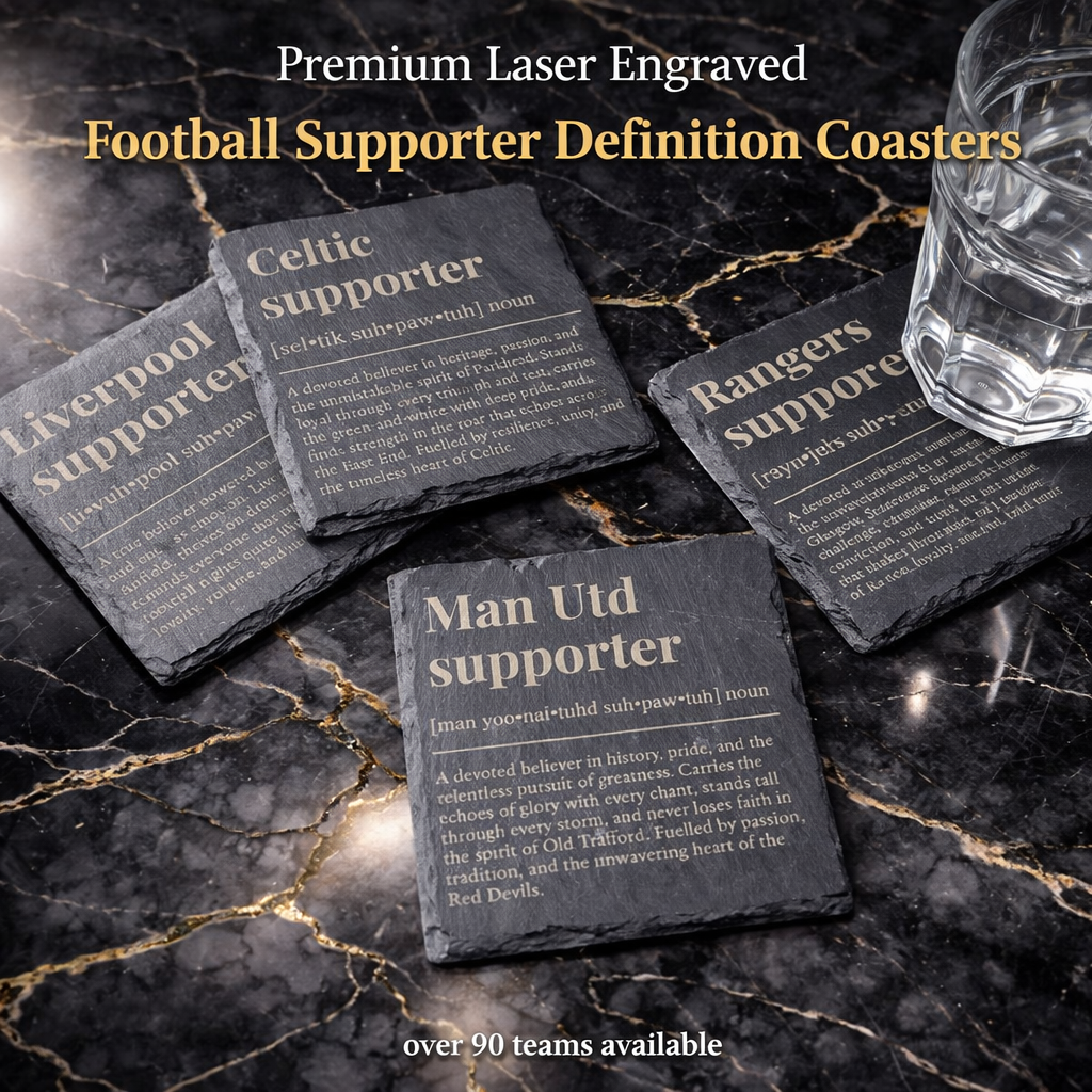 Premium Laser Engraved Football Supporter Definition Slate Coasters 90+ Teams Perfect Gift For Any Fan Tableware