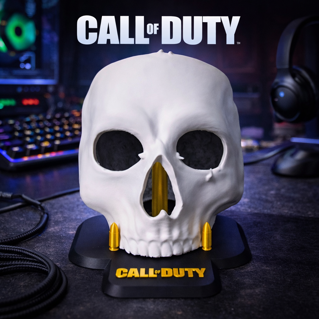 Call Of Duty Ghost Statue -  3D Printed Mask and Stand. CoD Ornament, Home Decor