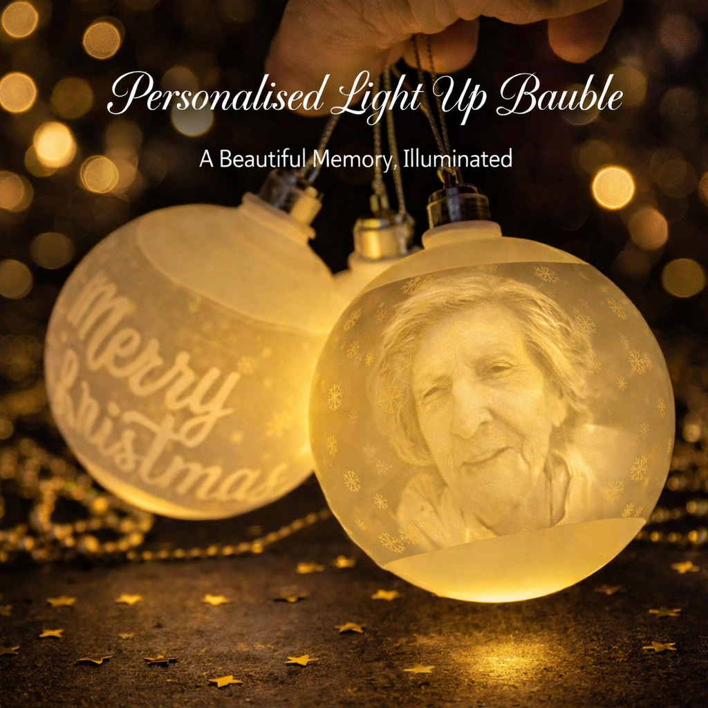 Personalised Photo Light Up Christmas Bauble - Festive Gift to light up a loved one