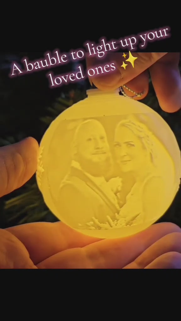 Personalised Photo Light Up Christmas Bauble - Festive Gift to light up a loved one